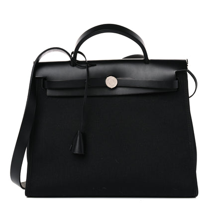 Hermes Military Toile Vache Hunter Herbag Zip PM 31 Black 3 of 14