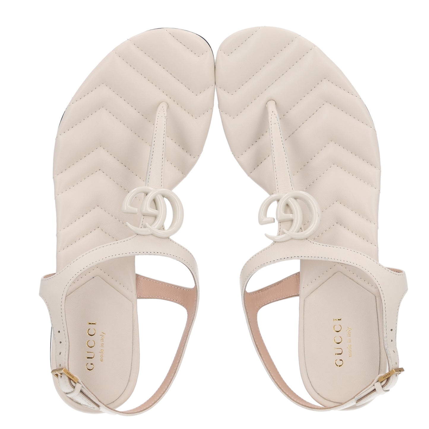 Nappa Matelasse Double G 35mm Thong Sandals 38 Mystic White