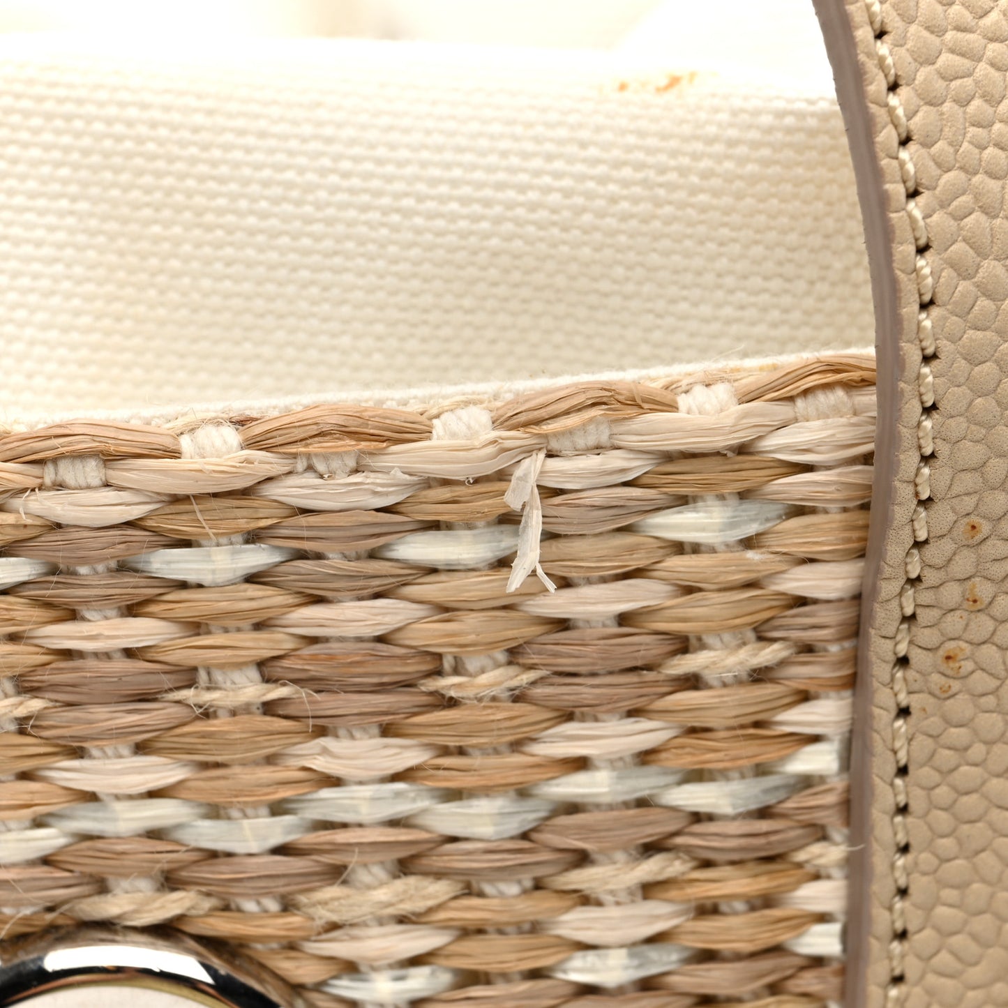 Woven Straw Caviar Tote Beige