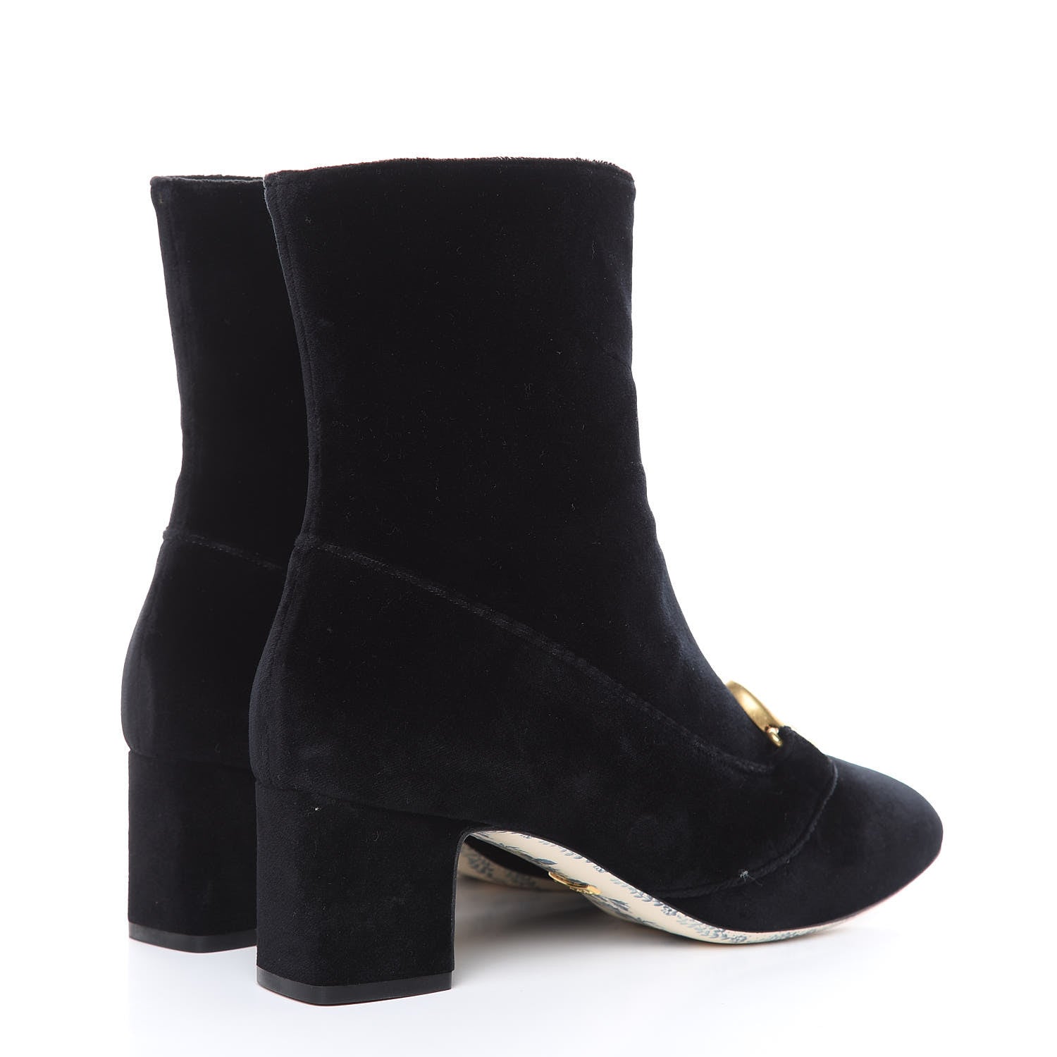Gucci Softy Velvet Malaga Kid GG Victoire 55mm Ankle Boots 40 Black 4 of 9