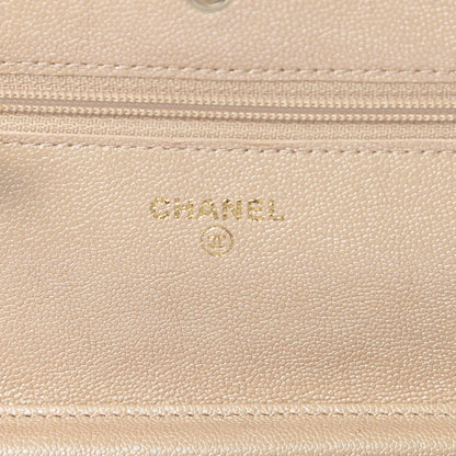 Chanel Iridescent Caviar Quilted Wallet On Chain WOC Beige 5 of 13