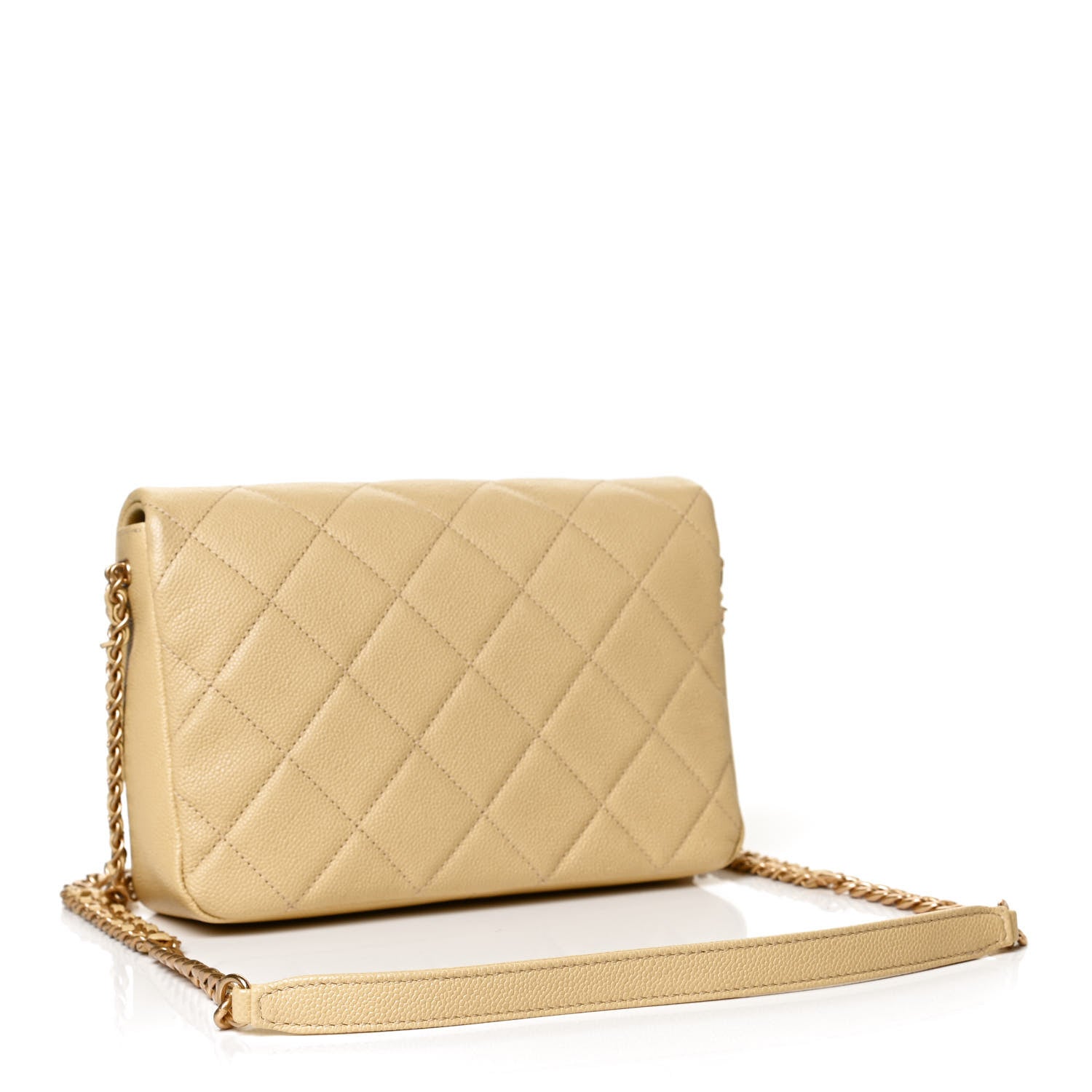 Chanel Shiny Caviar Quilted Small Chain Melody Flap Yellow 3 of 11