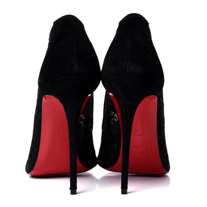 Christian Louboutin Veau Velours Florale Lace Follies 100 Pumps 42 Black 6 of 10