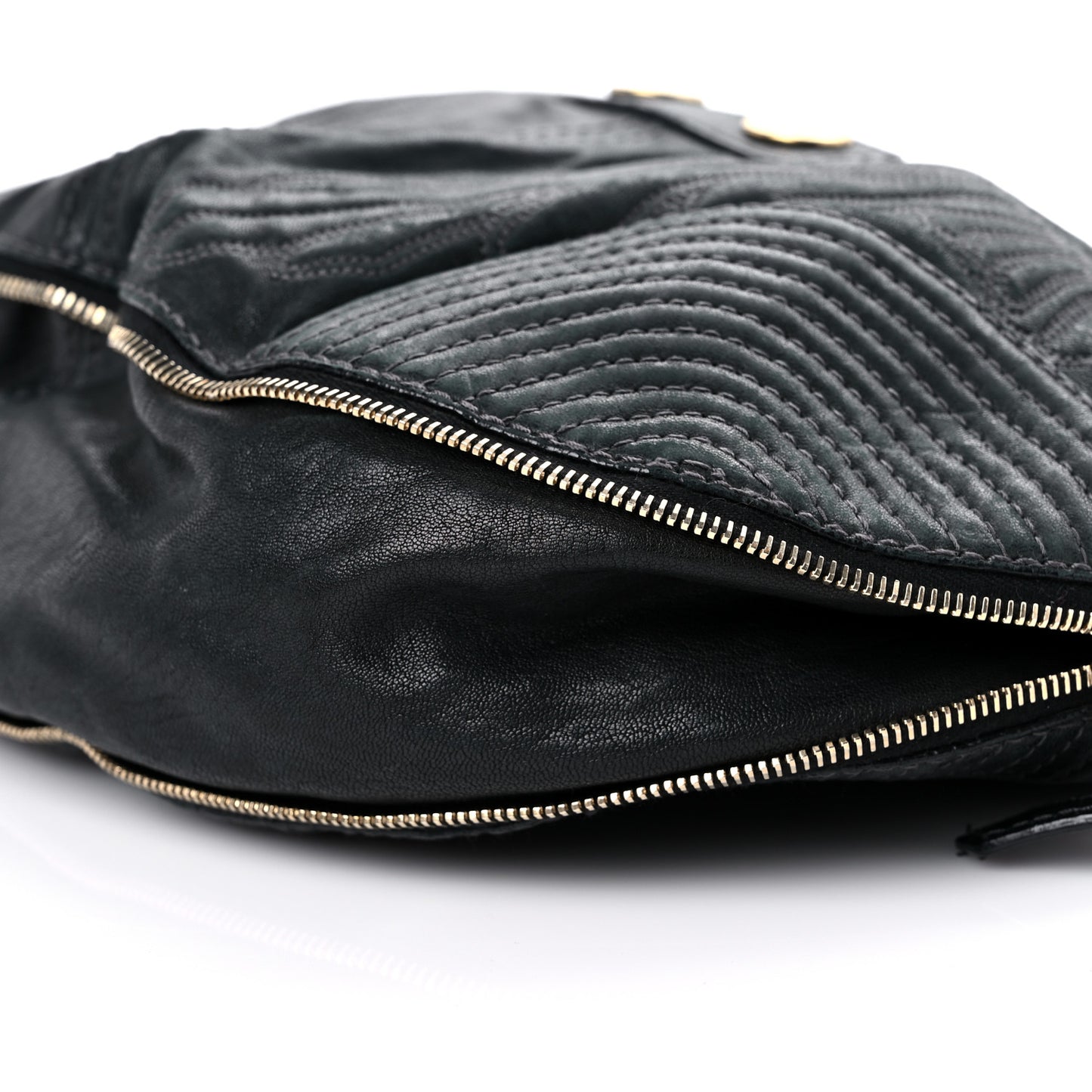 Calfskin Zip Hobo Black