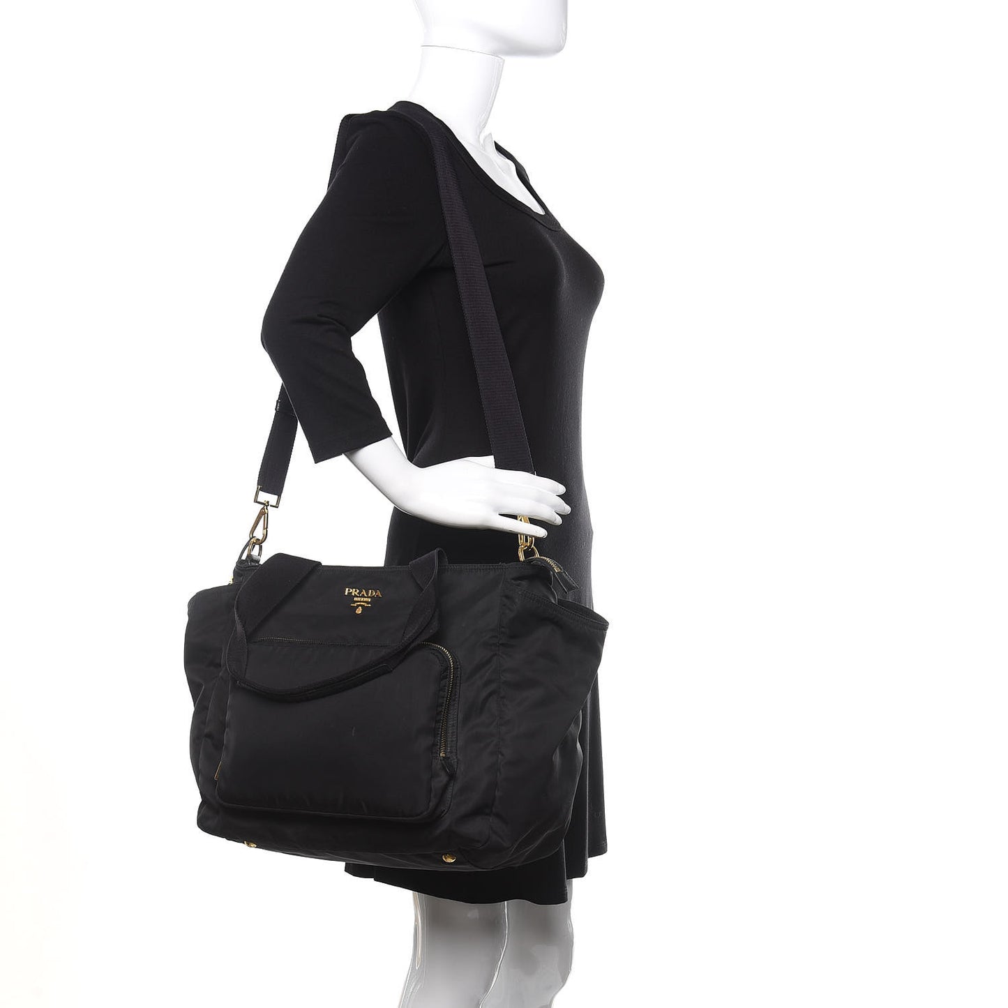 Tessuto Nylon Vela Diaper Bag Black