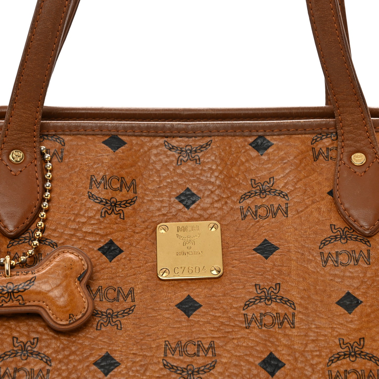Visetos Dog Bone Shopper Tote Cognac