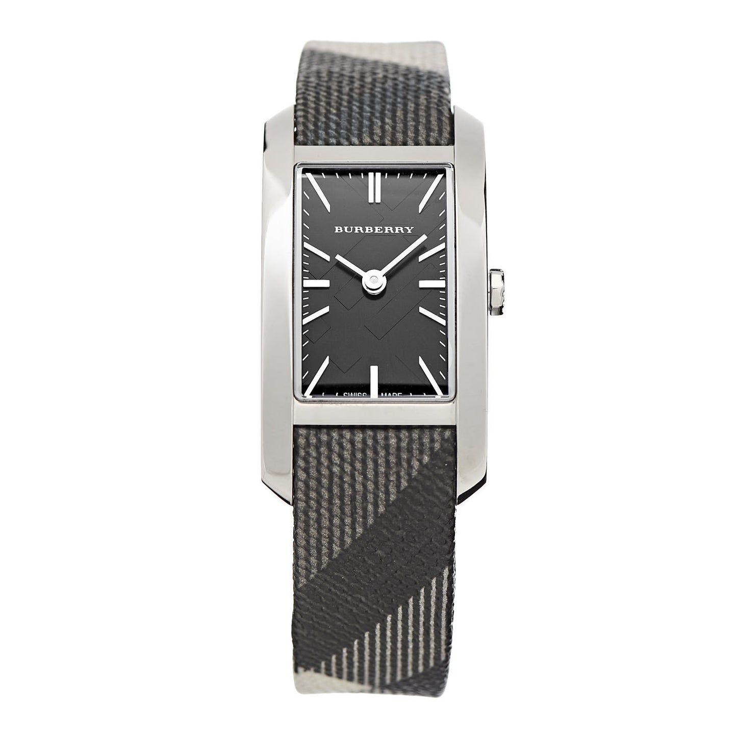 Stainless Steel Calfskin 20mm Heritage Nova Check Quartz Watch Black BU9505