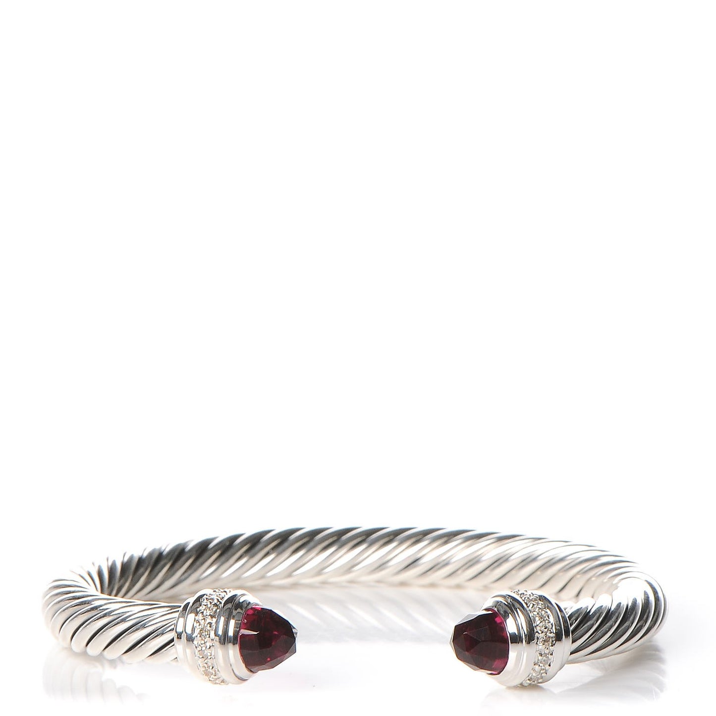 Sterling Silver Diamond Pink Tourmaline 7mm Cable Classics Bracelet