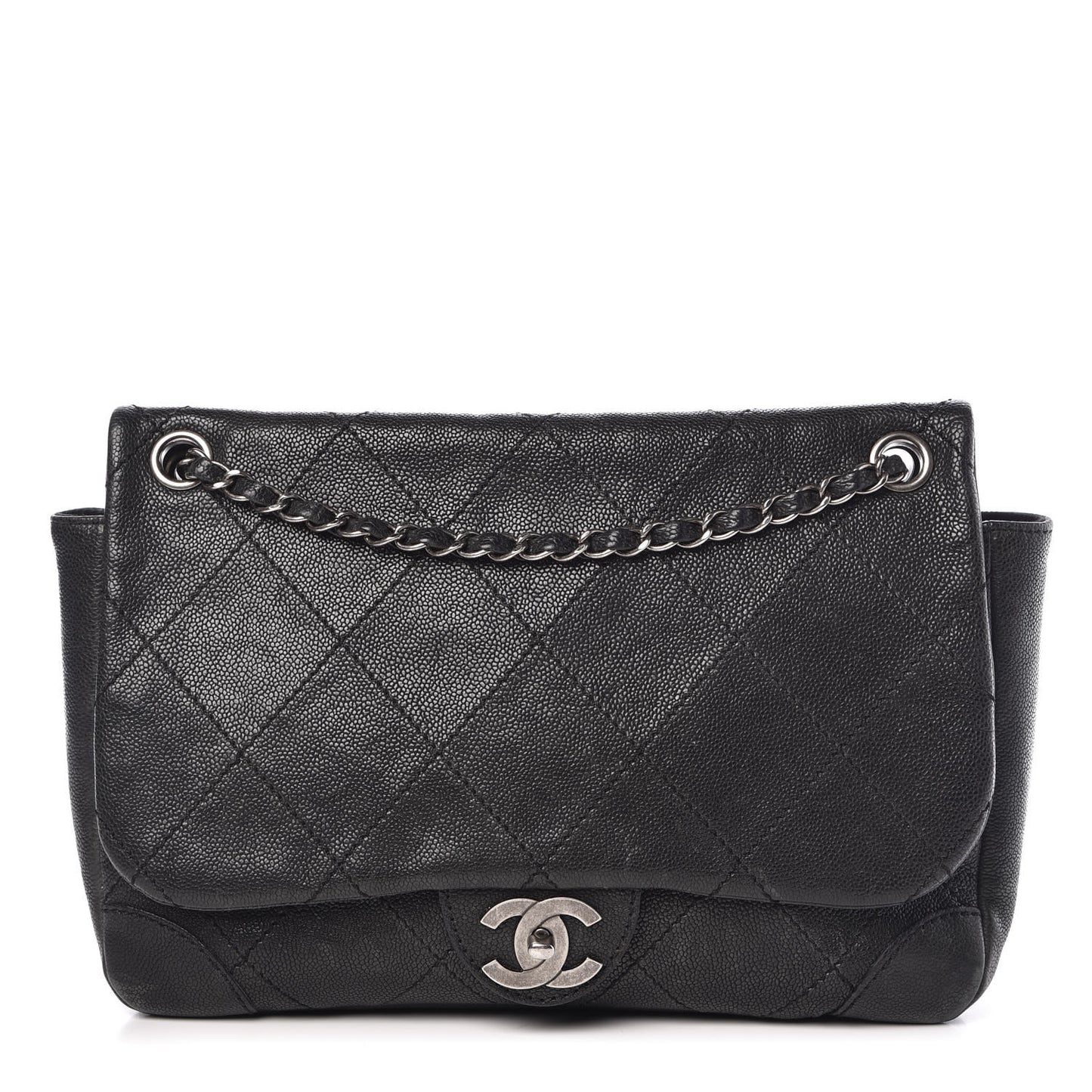 Caviar Quilted CC Single Flap Black