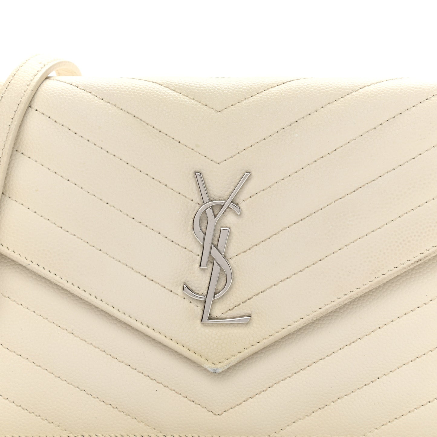 Grain De Poudre Matelasse Chevron Monogram Envelope Chain Wallet Porcellana