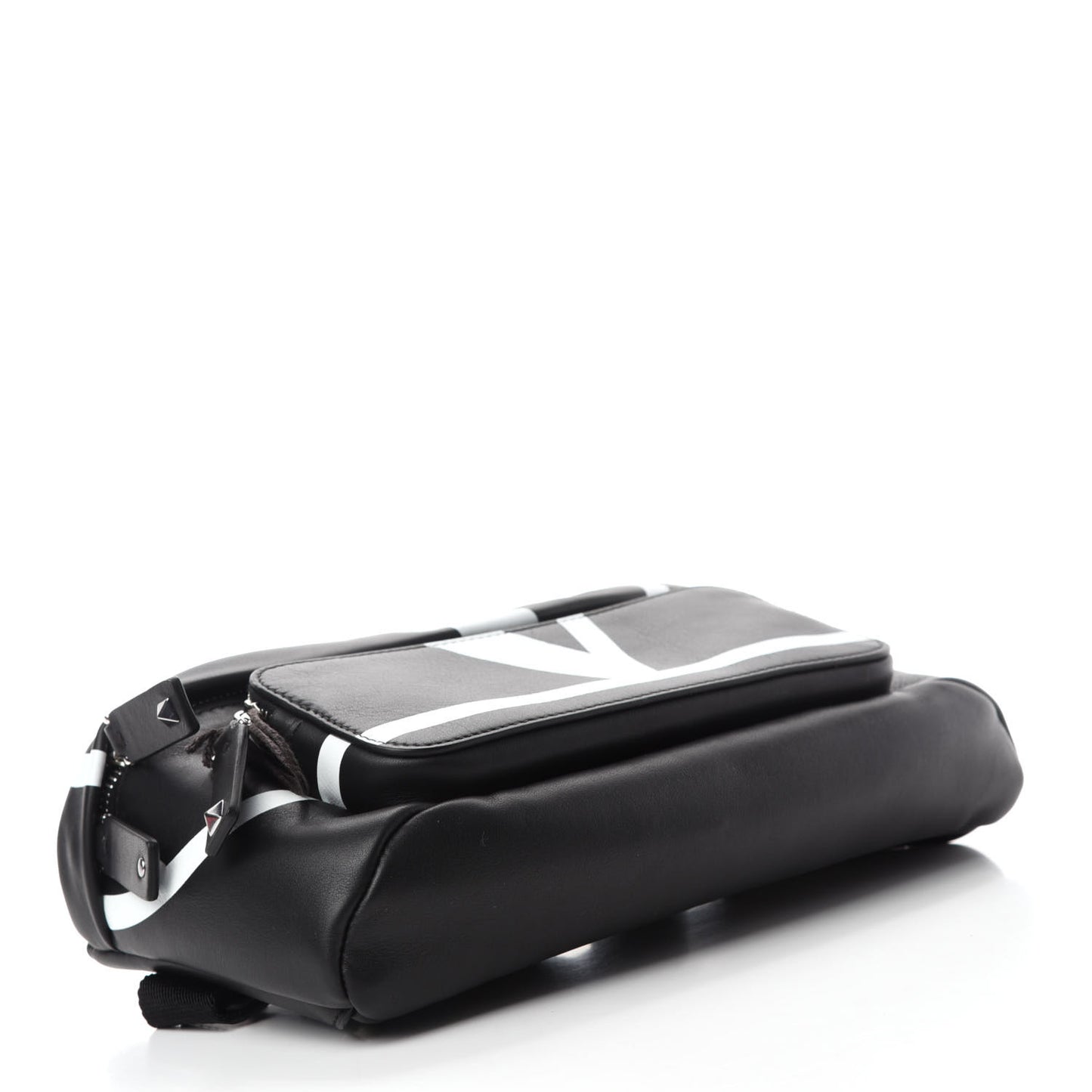Calfskin Go Logo Belt Bag Black White