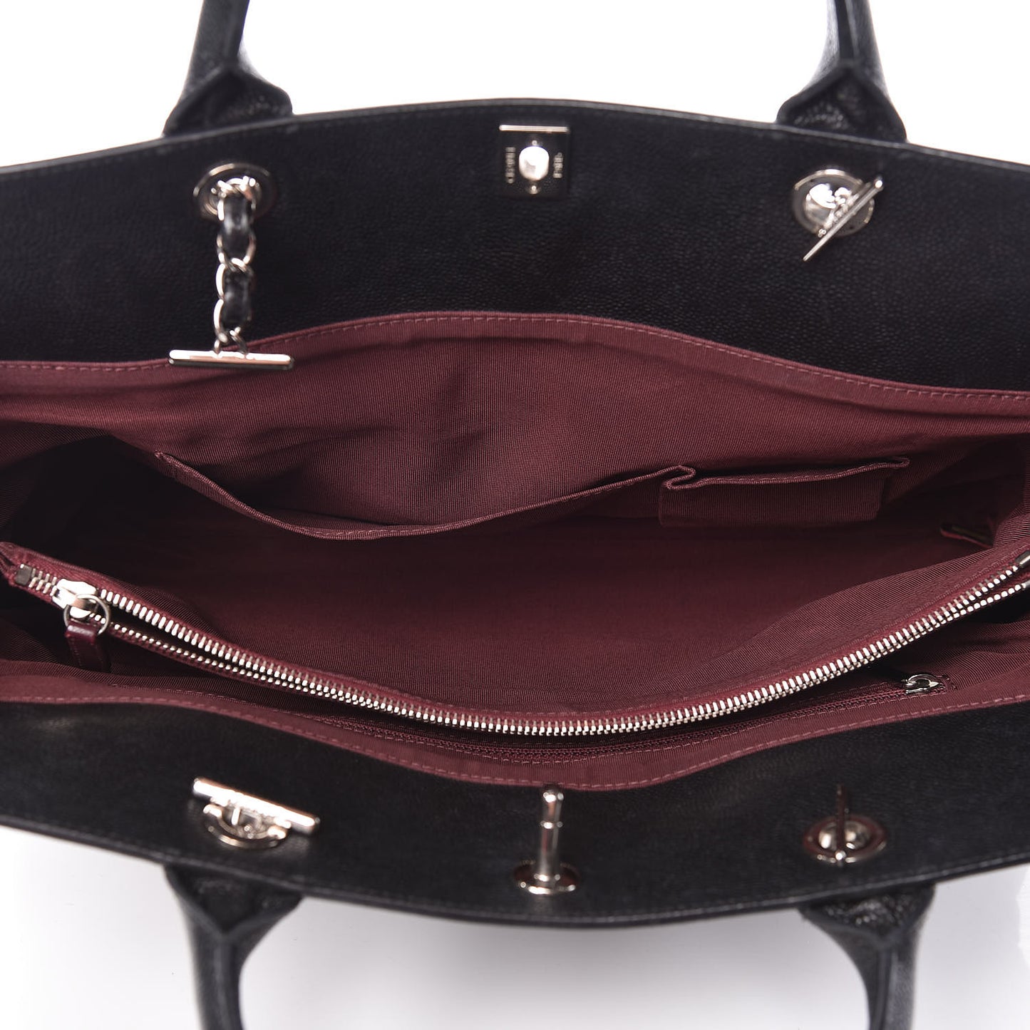 Lambskin Caviar Quilted Bi Coco Large Shopper Tote Black