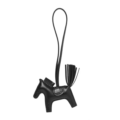 Hermes Milo Lambskin Matte Alligator Touch Grigri Rodeo Horse Bag Charm PM So Black 1 of 3