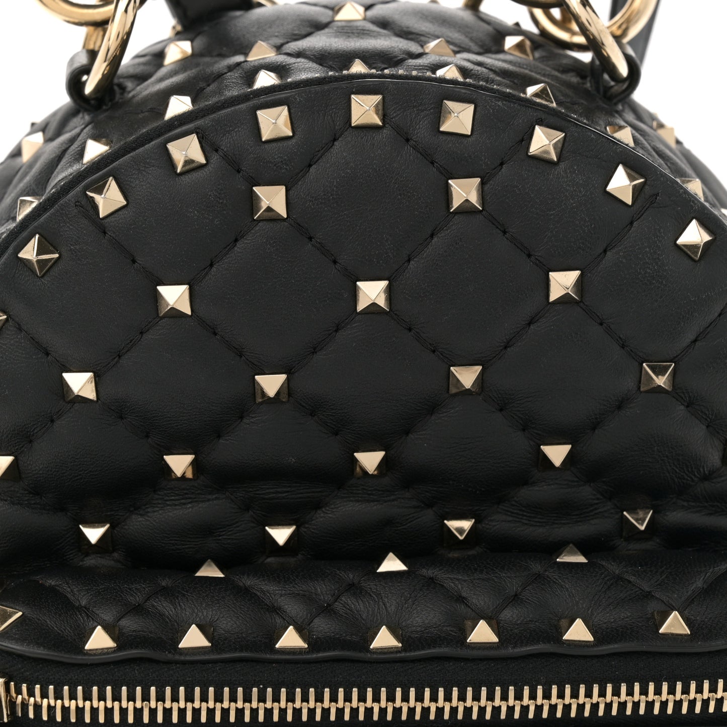 Lambskin VLTN Print Quilted Mini Rockstud Spike Backpack Black