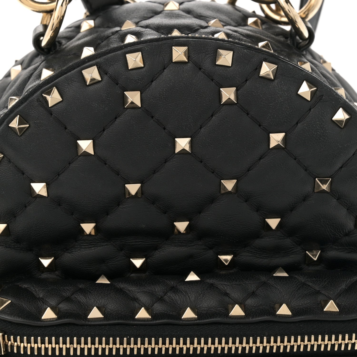 Valentino Garavani Lambskin VLTN Print Quilted Mini Rockstud Spike Backpack Black 7 of 11