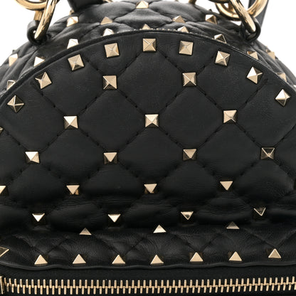 Valentino Garavani Lambskin VLTN Print Quilted Mini Rockstud Spike Backpack Black 7 of 11