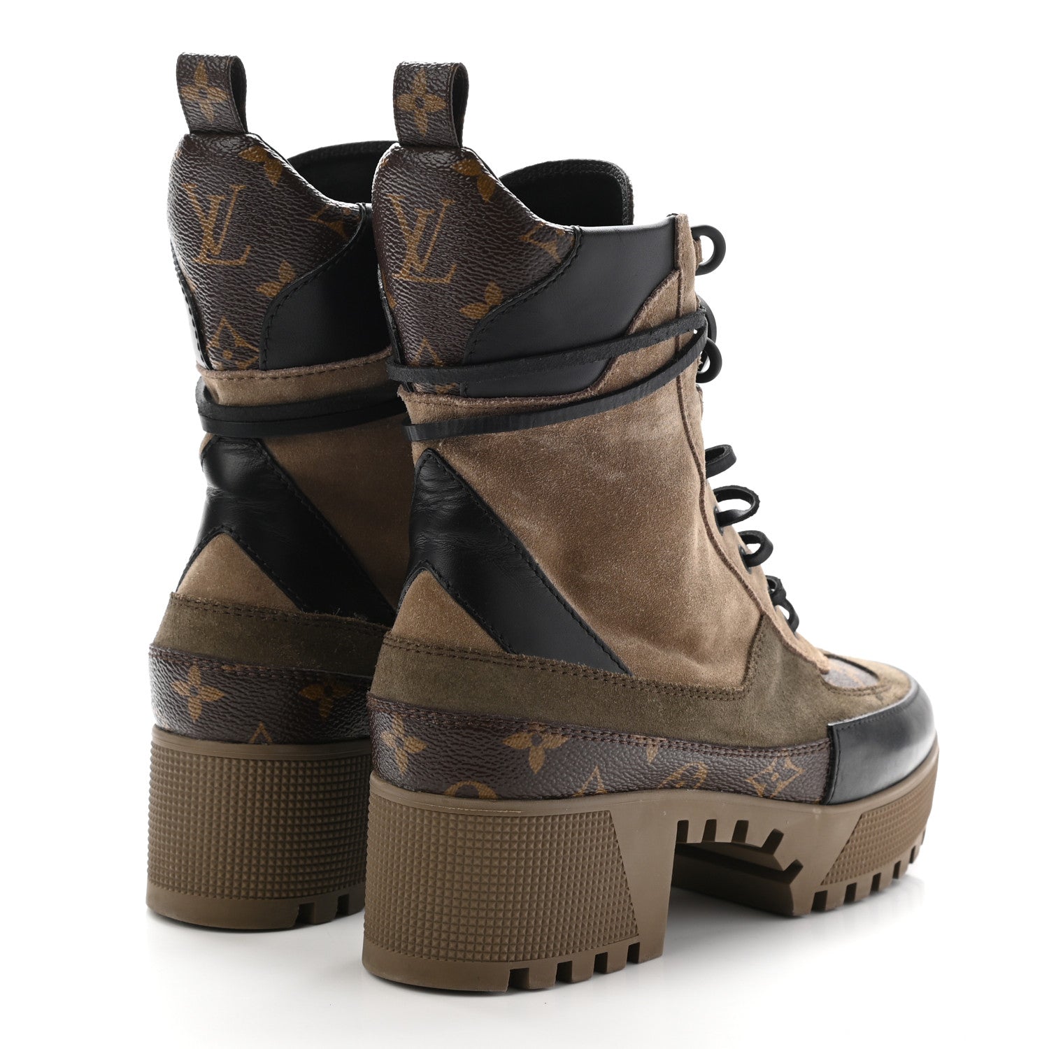 Louis Vuitton Suede Calfskin Monogram Laureate Platform Desert Boots 38 Taupe 4 of 17