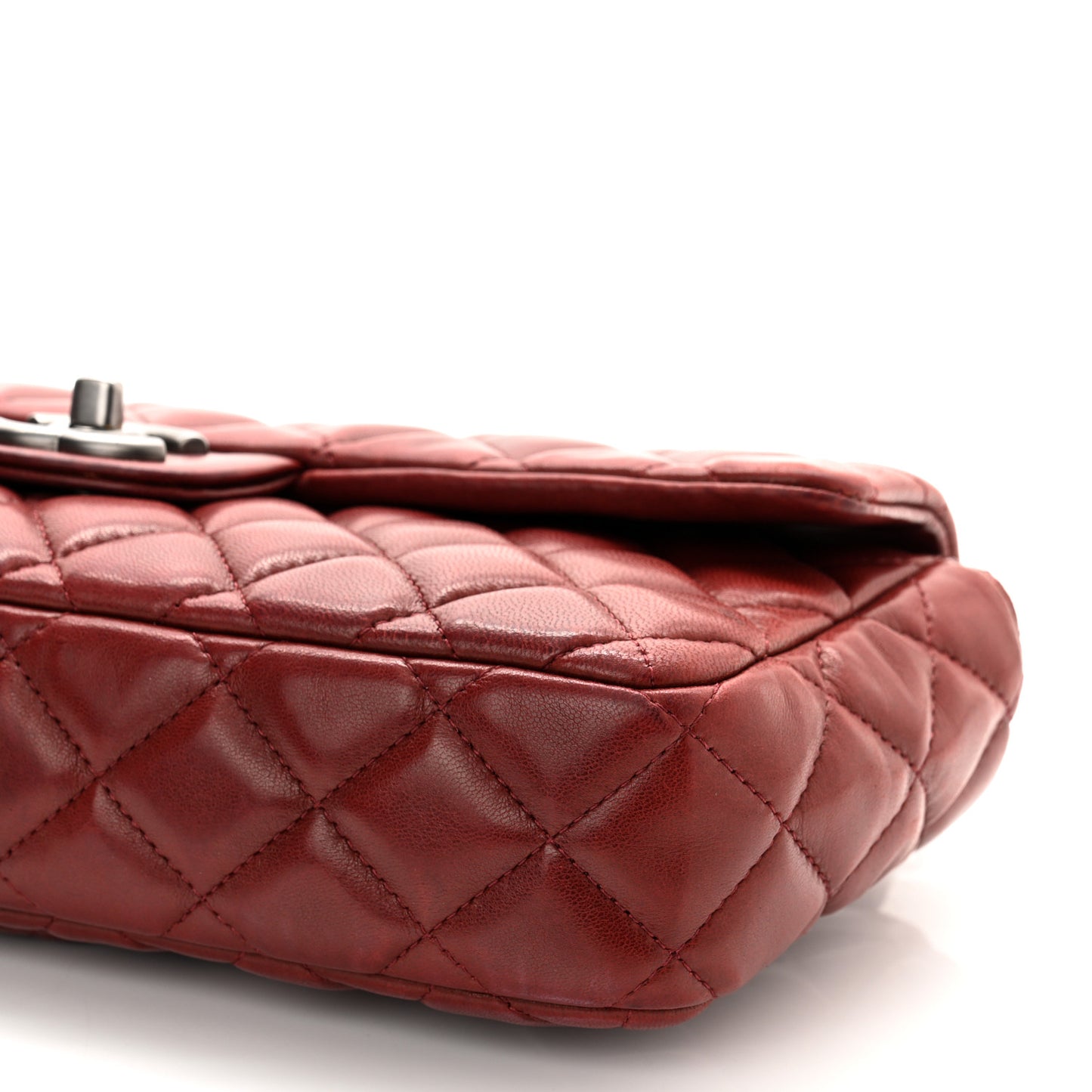 Lambskin Quilted East West Flap Dark Red