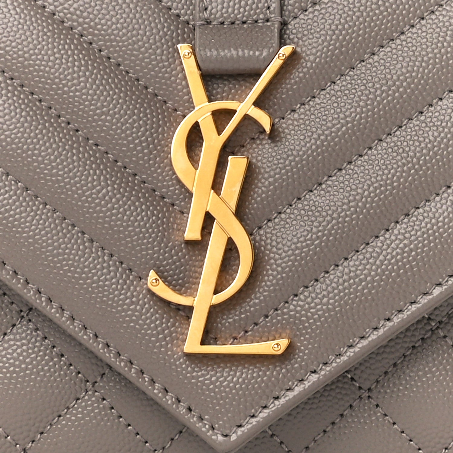 Saint Laurent Grain De Poudre Textured Mixed Matelasse Triquilt Small Monogram Satchel Greyish Brown 9 of 11