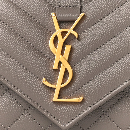 Saint Laurent Grain De Poudre Textured Mixed Matelasse Triquilt Small Monogram Satchel Greyish Brown 9 of 11