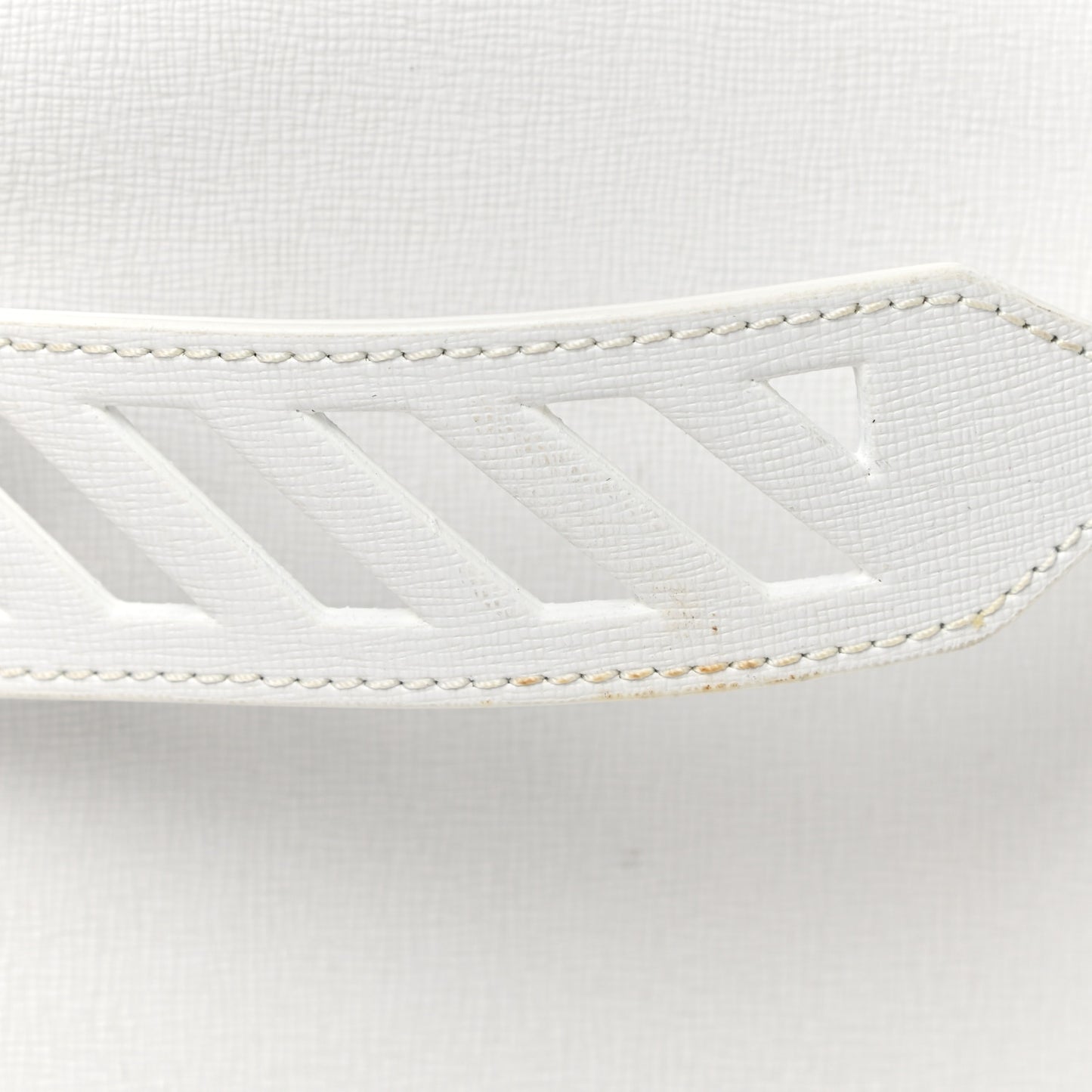 Saffiano Striped Diag Binder Flap Bag White Black