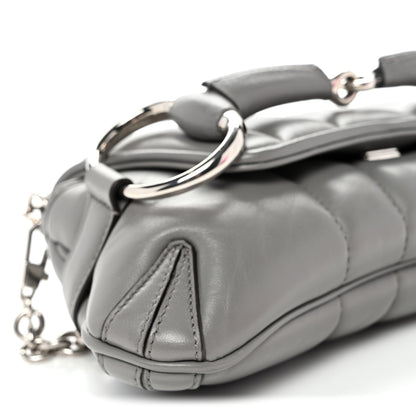 Gucci Nappa Vertical Matelasse Small Maxi Horsebit Chain Shoulder Bag Gray 8 of 9