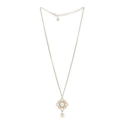 Chanel Crystal CC Drop Pendant Necklace Silver 2 of 6