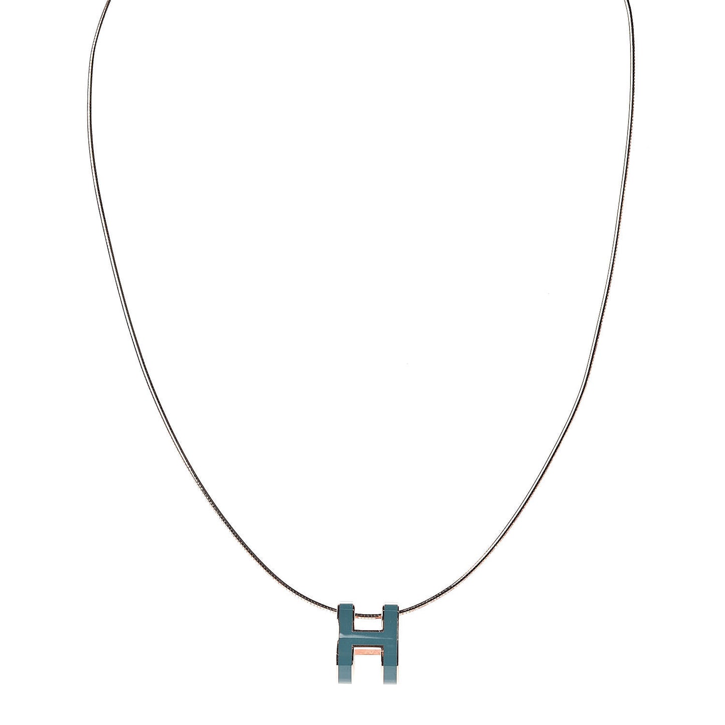 Lacquered Rose Gold Pop H Pendant Necklace Turquoise