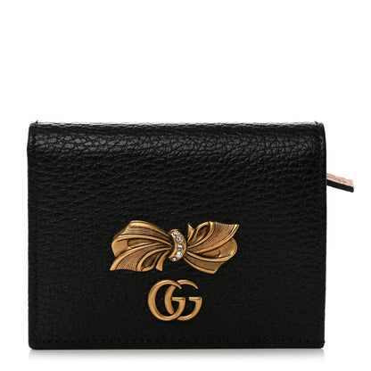 Gucci Calfskin GG Marmont Bow Card Case Black 1 of 7