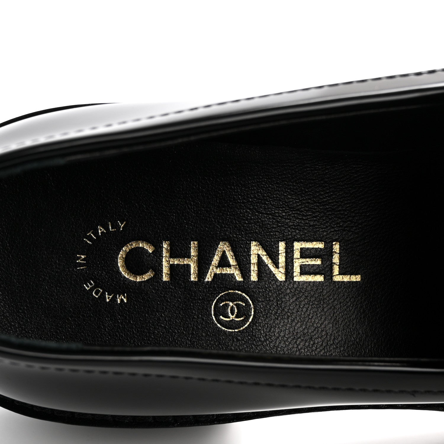 Chanel Shiny Calfskin Quilted CC Mocassin Loafers 38 Black 6 of 9