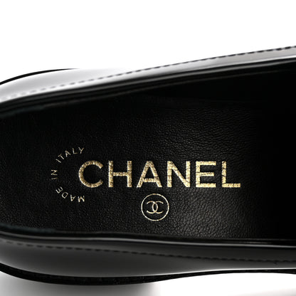 Chanel Shiny Calfskin Quilted CC Mocassin Loafers 38 Black 6 of 9