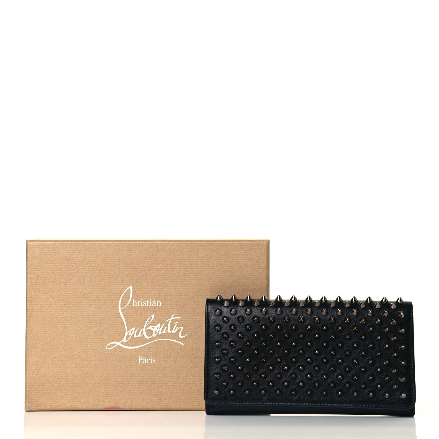 Christian Louboutin Calfskin Macaron Spiked Flap Wallet Black 10 of 10