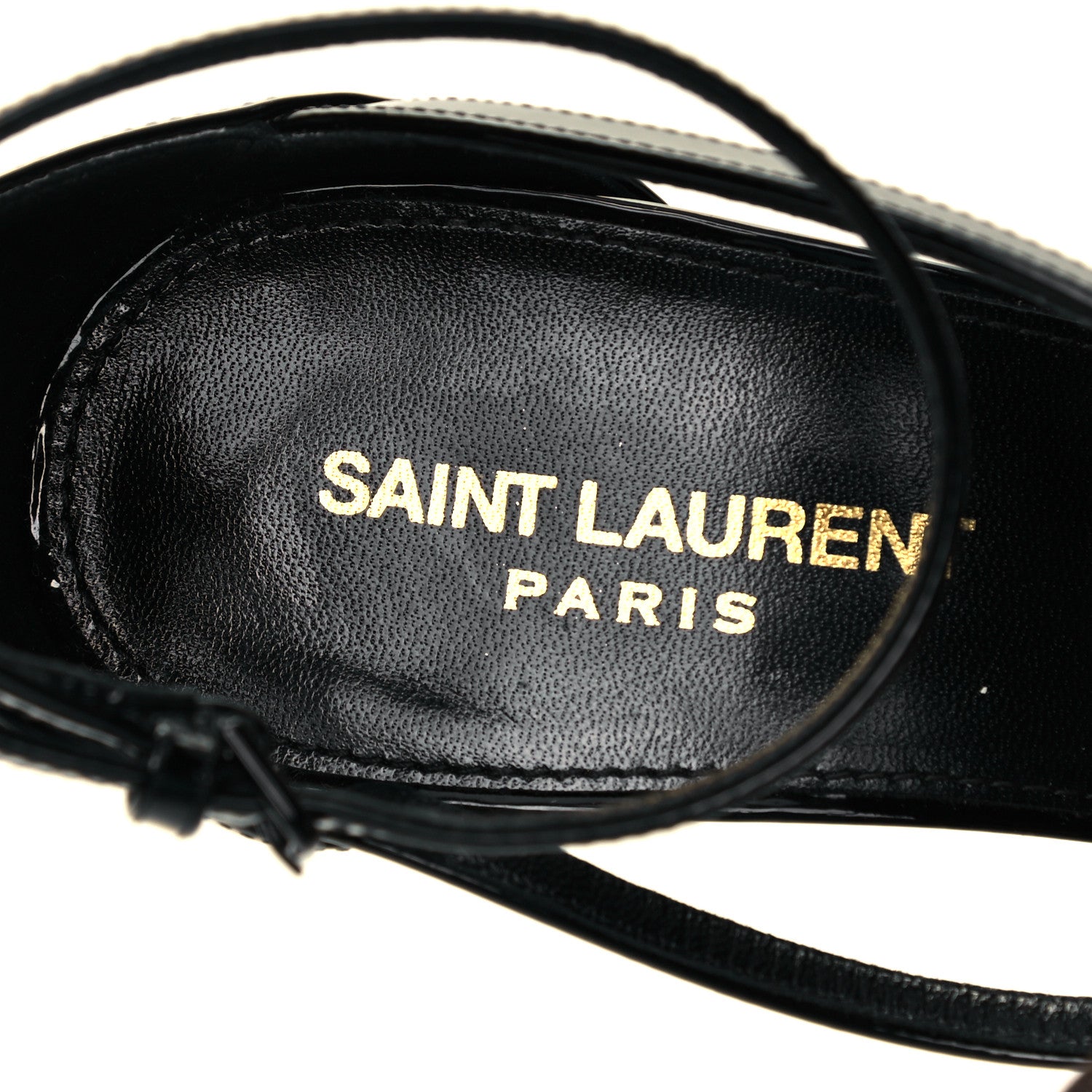 Saint Laurent Patent Cassandra 100 Ankle Strap Sandals 39 Black 7 of 7