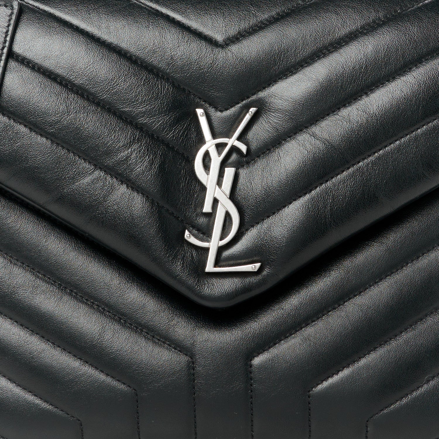 Saint Laurent Calfskin Y Quilted Monogram Medium Loulou Chain Satchel Black 9 of 11