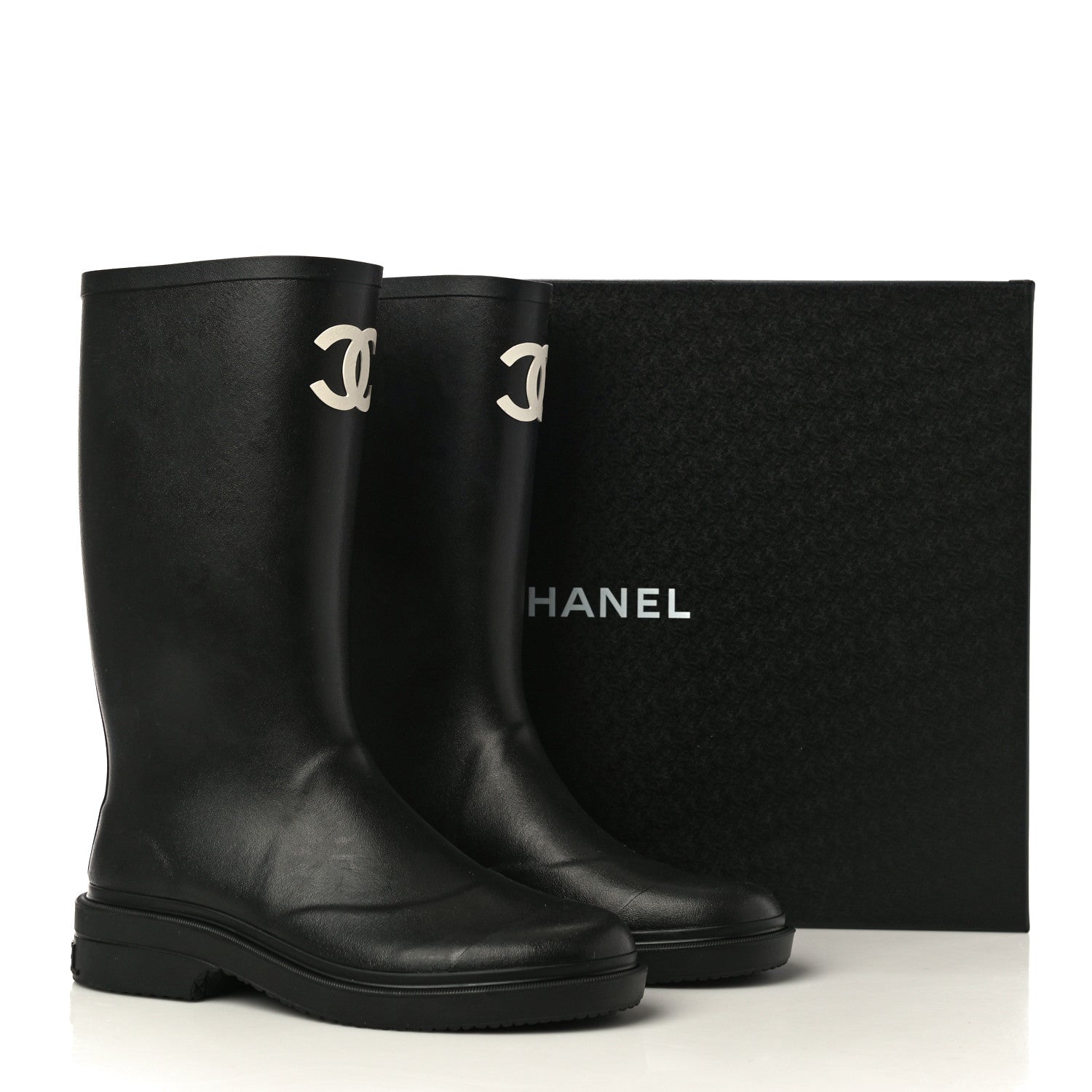 Chanel Caoutchouk CC High Boots 39 Black 10 of 10