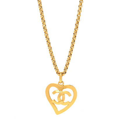 Chanel CC Heart Chain Pendant Necklace Gold 1 of 6