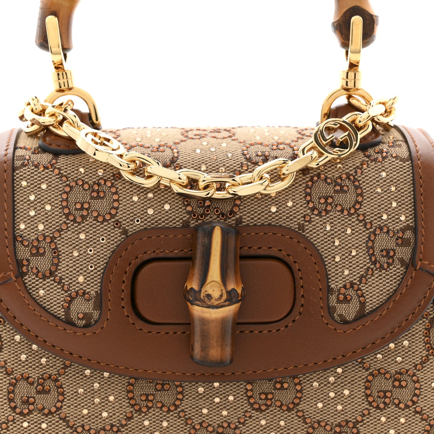 Gucci New Canvas Charisma Calfskin Crystal GG Monogram Small