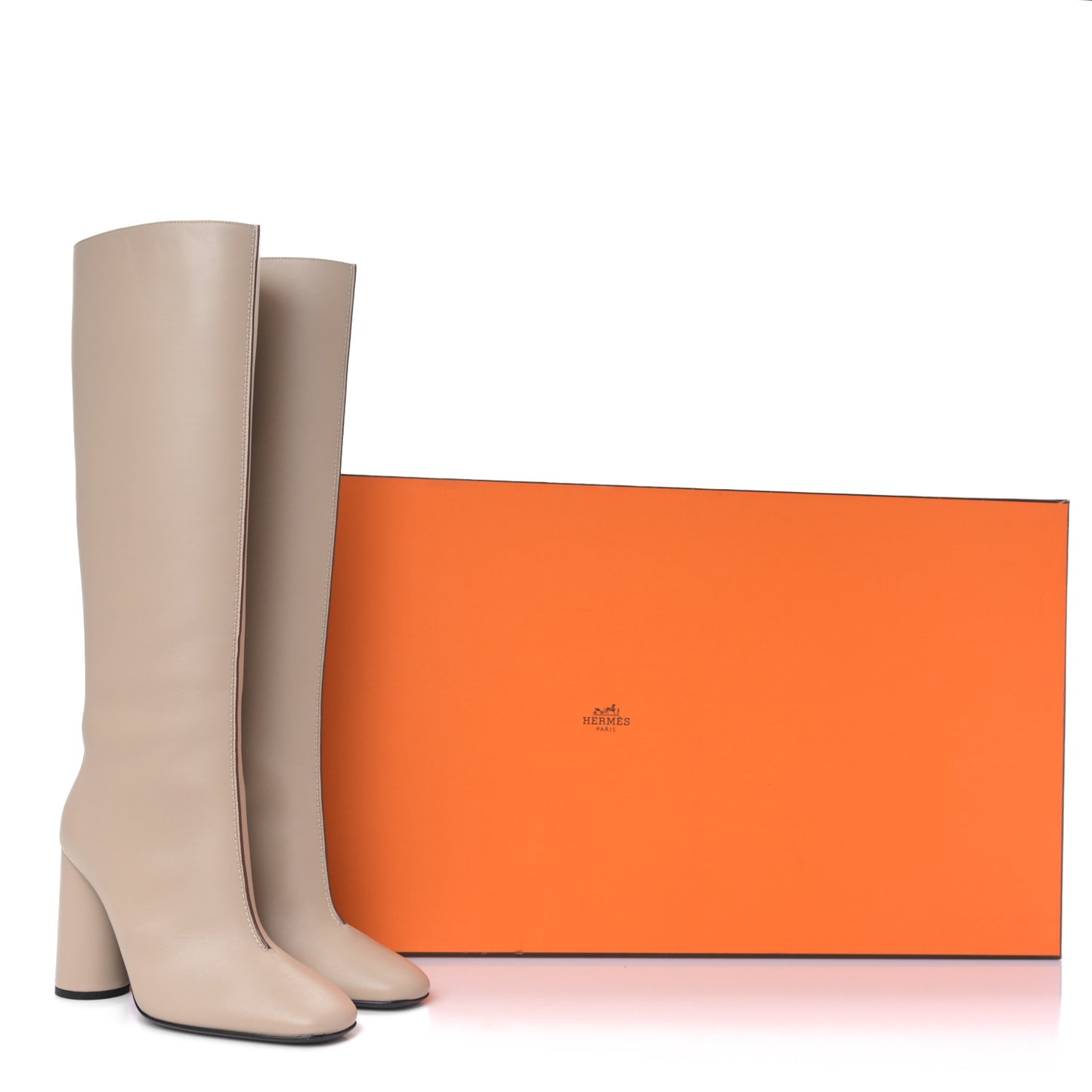 Calfskin Dressage Boots 38 Beige Argile