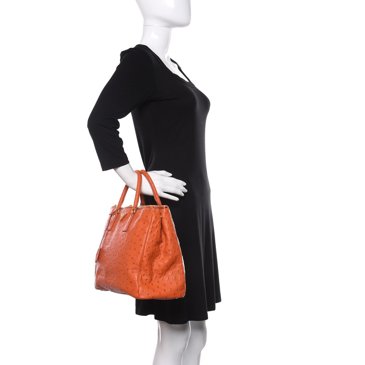 Ostrich Double Zip Tote Papaya