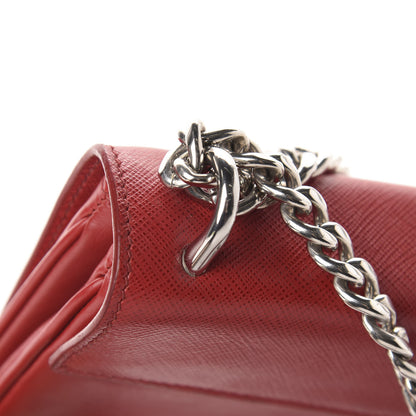 Prada Saffiano Soft Calfskin Chain Crossbody Bag Fuoco 15 of 15