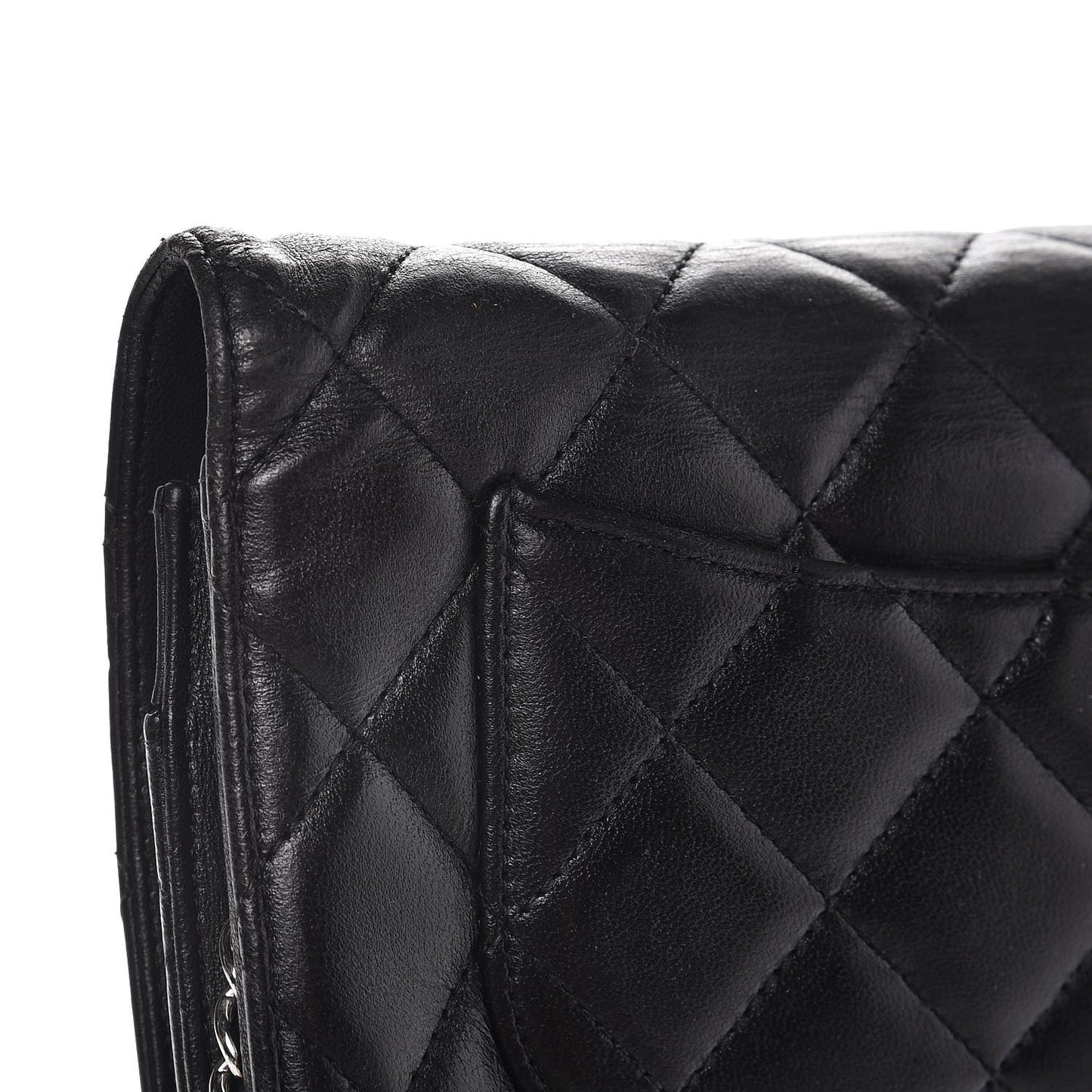 Lambskin Quilted Wallet On Chain WOC Black