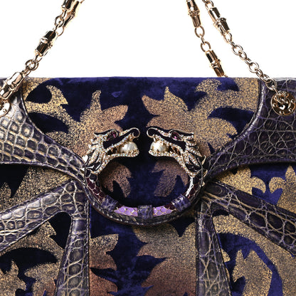 Gucci Velvet Alligator Tom Ford Jeweled Dragon Shoulder Bag Purple Gold 8 of 10