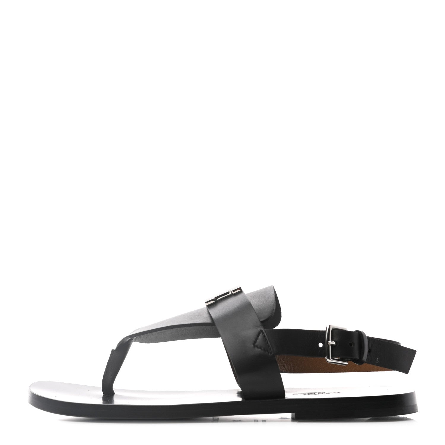 Hermes Calfskin Sandals 37 Black 1 of 8