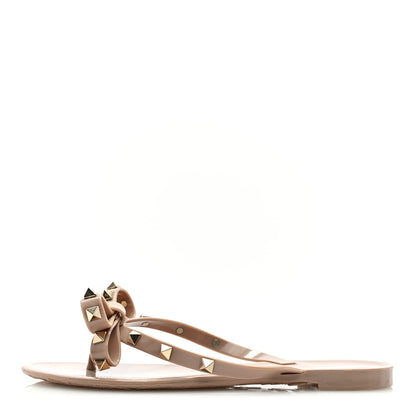 Valentino Garavani PVC Jelly Rockstud Bow Thong Sandals 36 Poudre 1 of 7