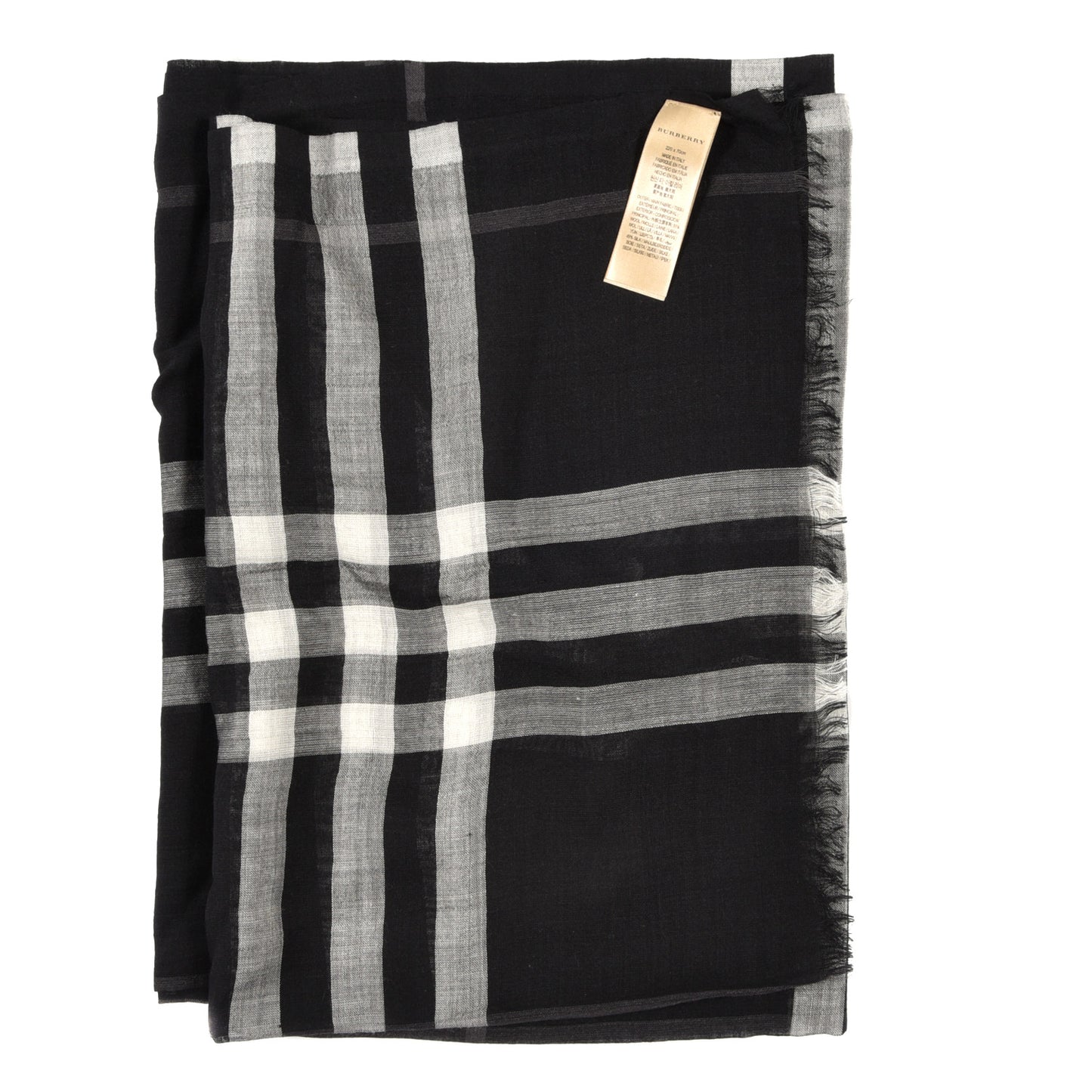 Cashmere Giant Check Lightweight Scarf Grey