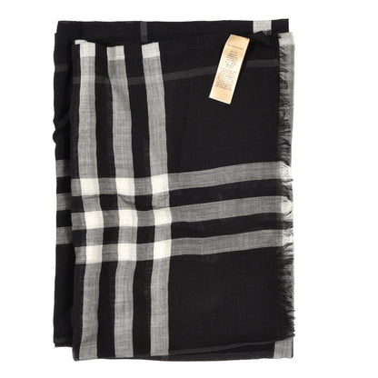 Burberry Cashmere Giant Check Lightweight Scarf Grey 4 of 4
