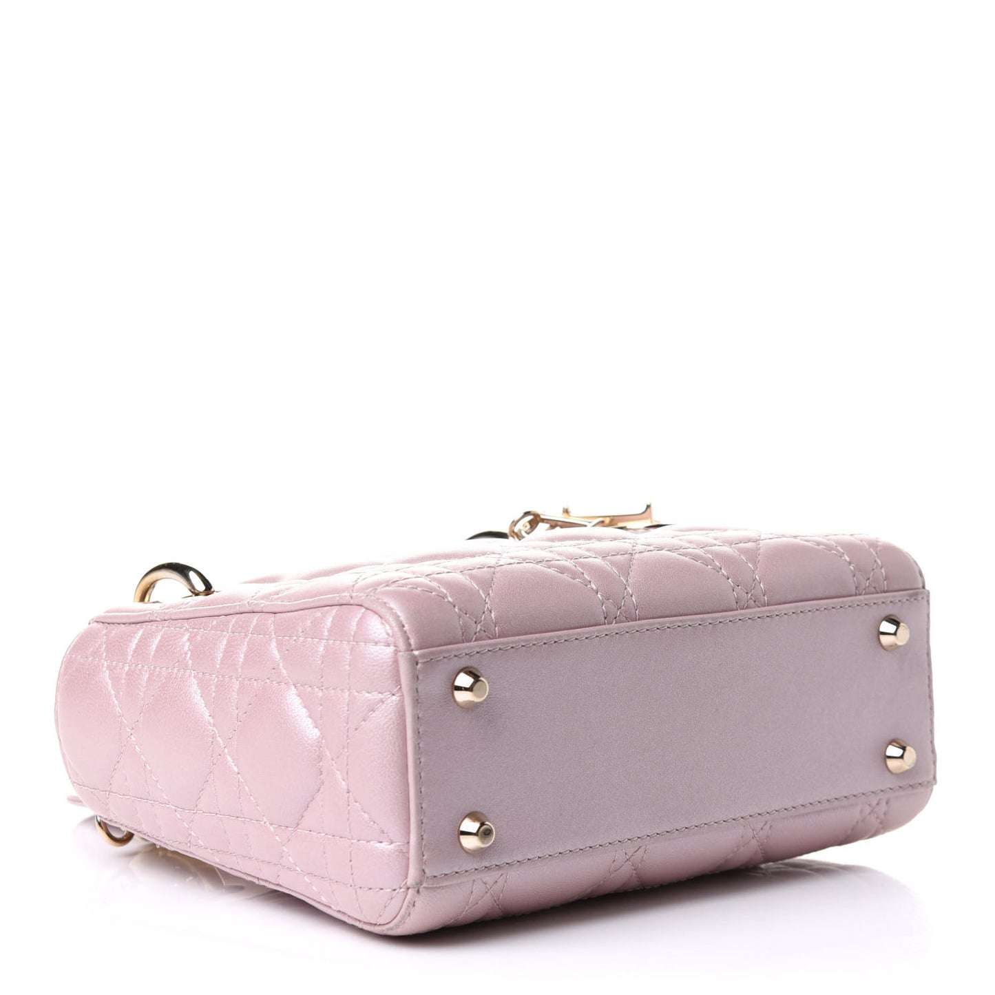 Metallic Lambskin Cannage Mini Lady Dior Lotus