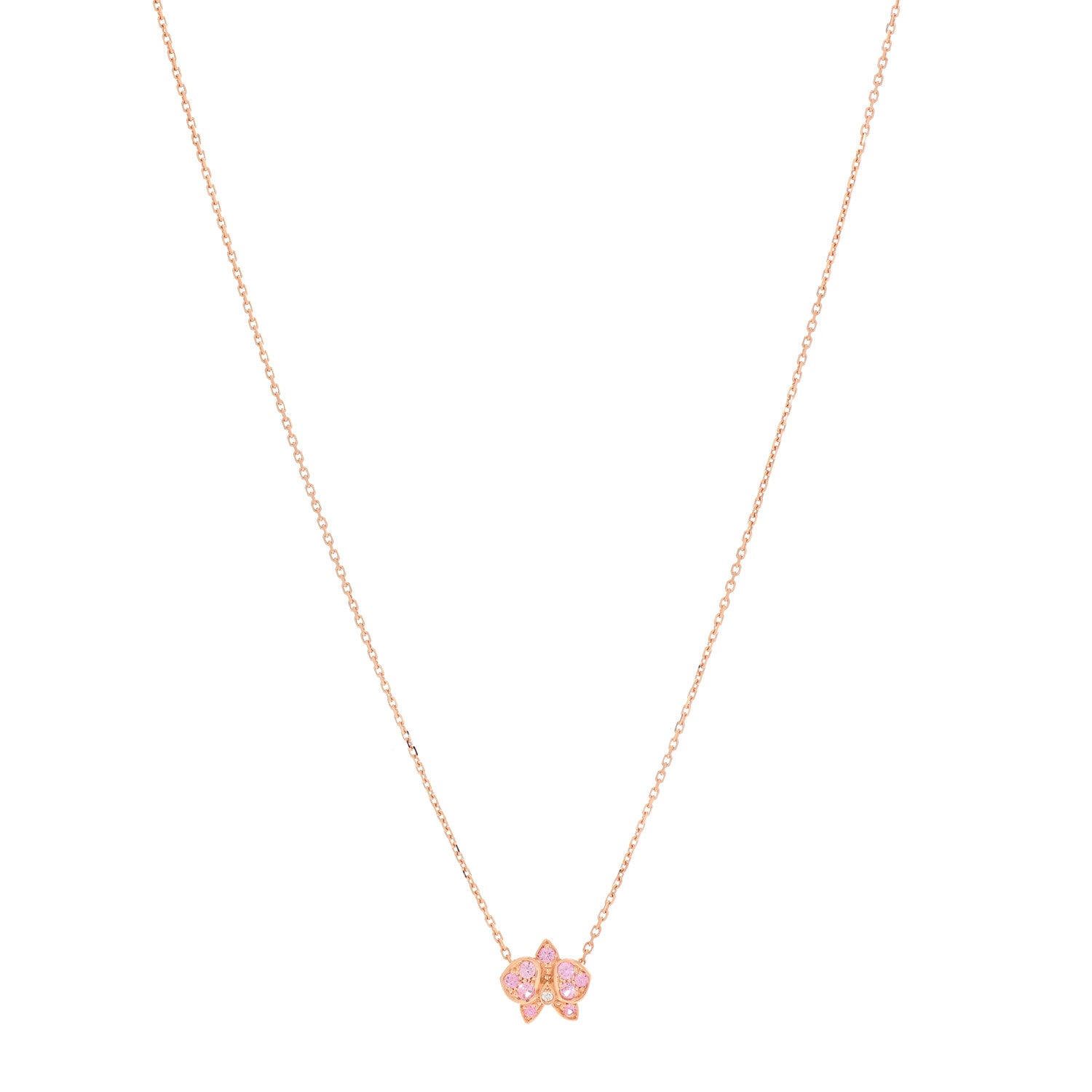 Cartier 18K Pink Gold Diamond Pink Sapphire Caresse D'Orchidees Par Cartier Necklace 1 of 5