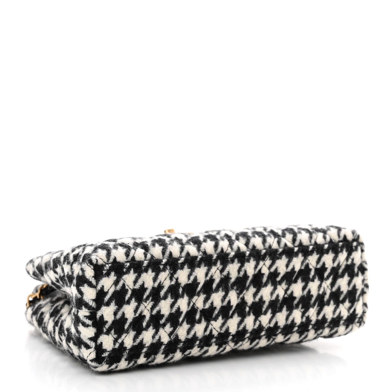 Chanel Tweed Houndstooth Quilted Nano Kelly Shopper Black White 4 of 12