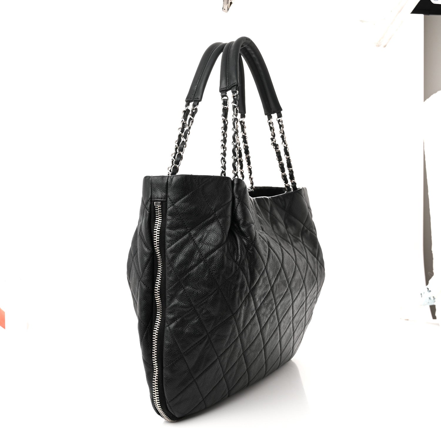 Chanel Caviar Quilted Expandable Zip Shoulder Bag Black 3 of 17